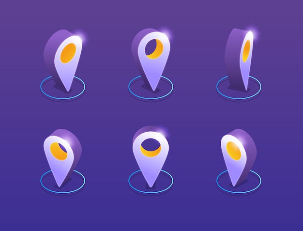 Set of rotating map markers