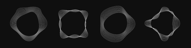 Set of round curved frames with dynamic wavy stripes