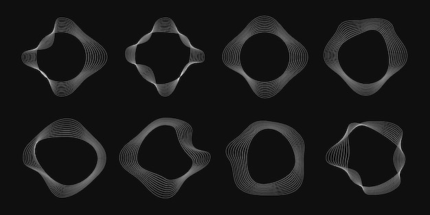 Set of round curved frames with dynamic wavy stripes