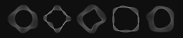Set of round curved frames with dynamic wavy stripes
