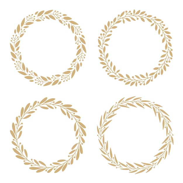 Set of round frames with leaves Vector floral wreaths