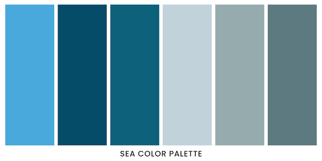 set of sea color palette in rgb hex color palette for ui ux design abstract vector illustration for your graphic design banner poster