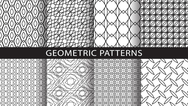 Set of seamless linear geometric patterns