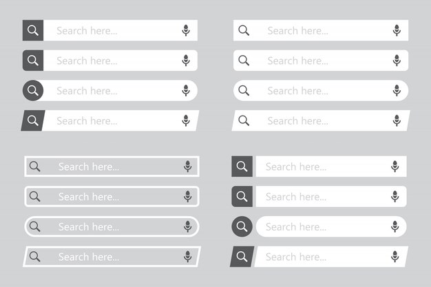 set of search bar element in a flat design