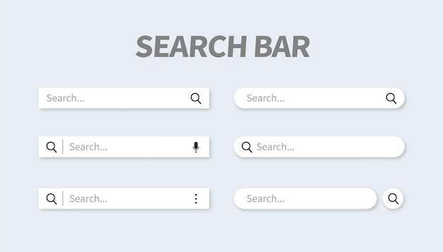 Set of search bar with falling shadow Vector concept element for web design app software and interface design Ready search bar for website