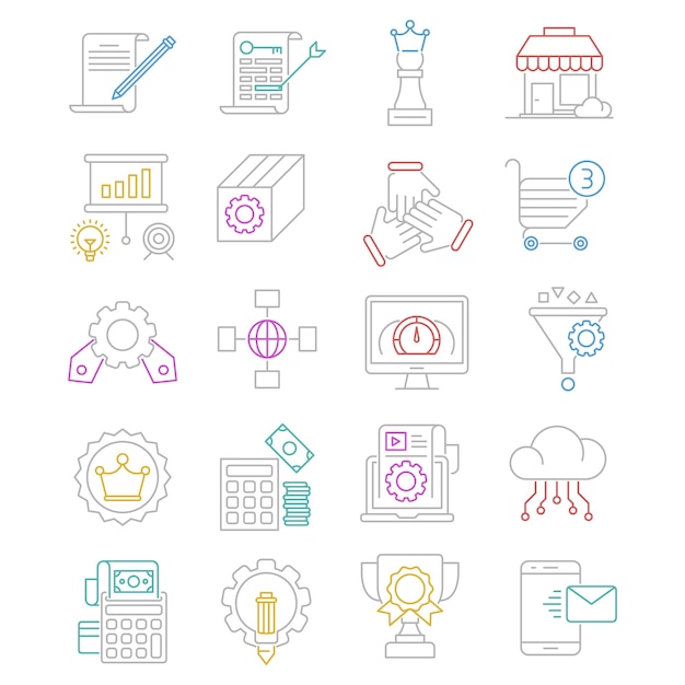 Set of Search Engine Optimization icons Simple Mono Line Pictogram Pack Vector Concept