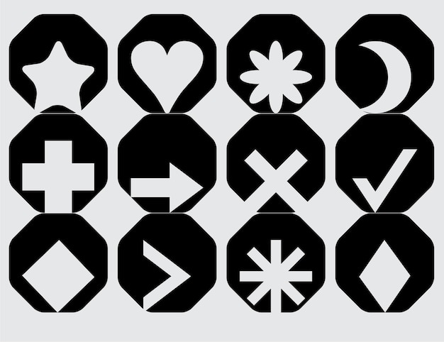 Set of shapes black vector