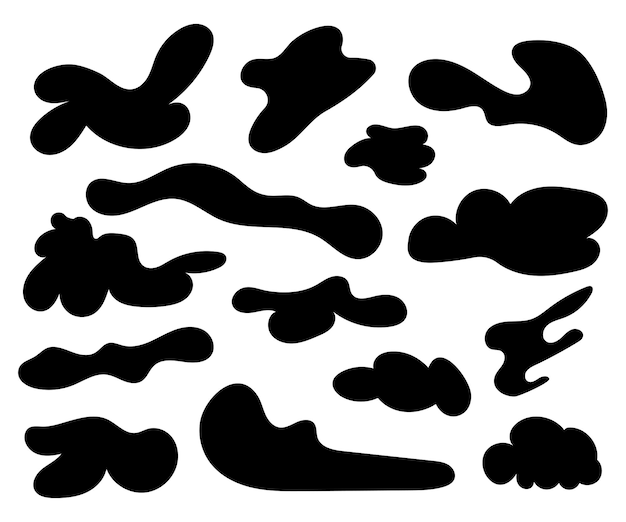 set of silhouettes of black clouds cloud icon cloud shape set of different clouds