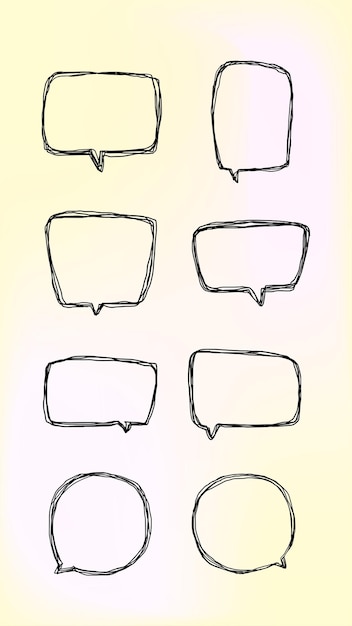 Set of simple lines hand drawn speech bubbles in various shapes gradient background Set of simple of hand drawn speech bubbles gradient background Set of simple lines hand drawn speech bubbles