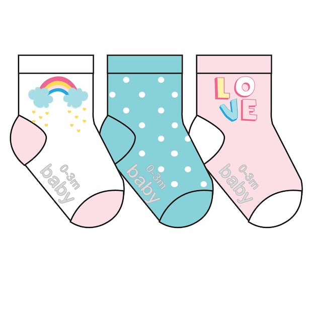 Set of socks pattern. illustrations isolate sock with colored pattern