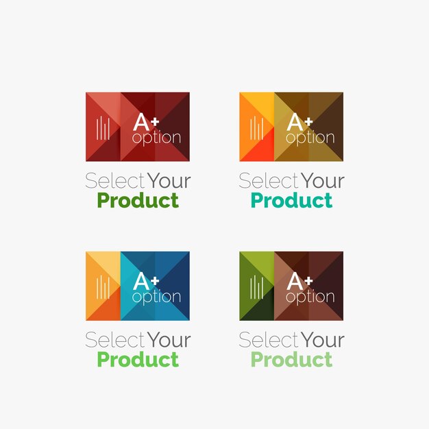 set of square abstract background templates or infographics