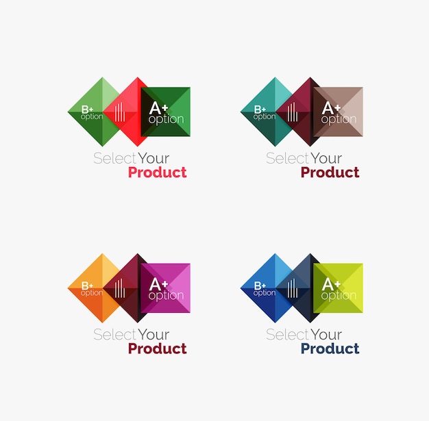 Set of square abstract background templates or infographics
