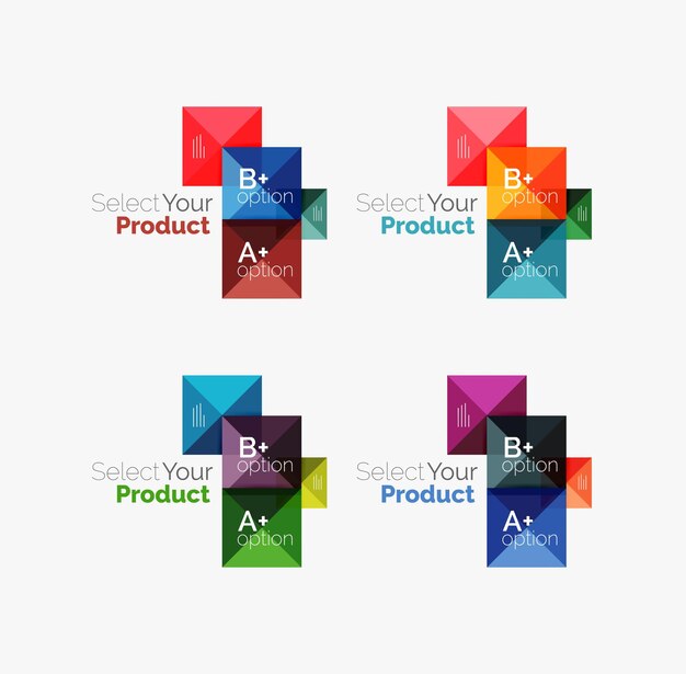 set of square abstract background templates or infographics