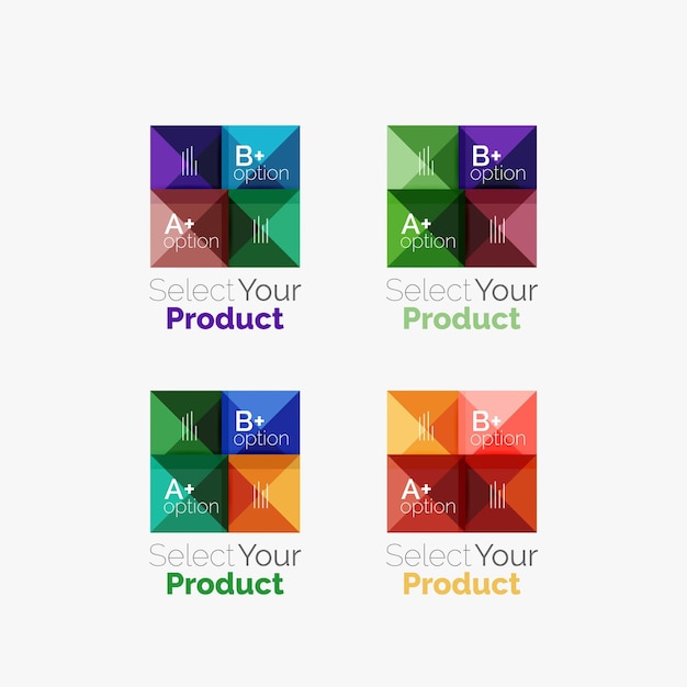 set of square abstract background templates or infographics