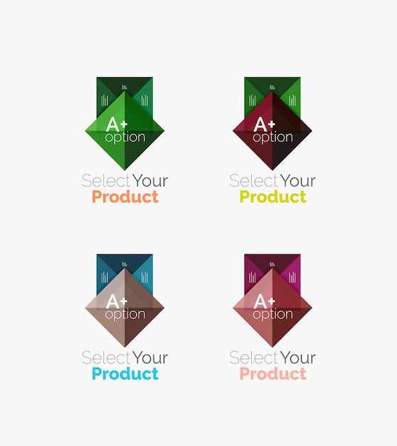 set of square abstract background templates or infographics