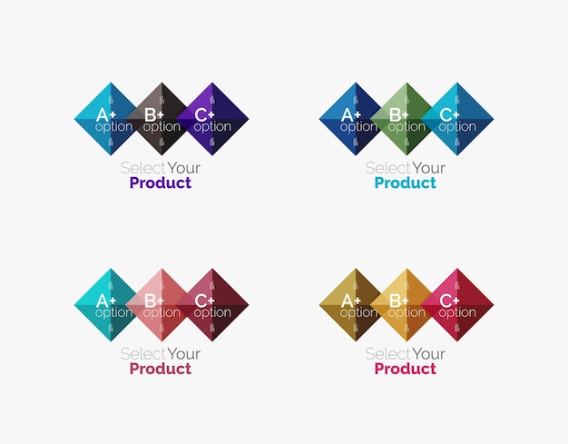 Set of square abstract background templates or infographics