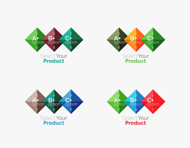 Set of square abstract backgrounds or infographics for content
