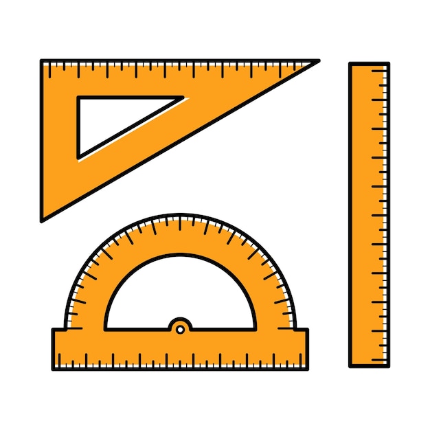 set of stationery elements protractor set square ruler with scale back to school