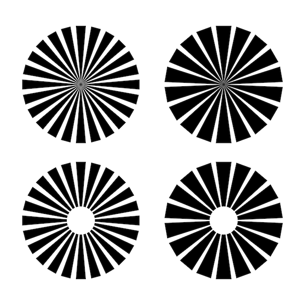 set of sunburst element radial stripessunburst element radial stripes on white background