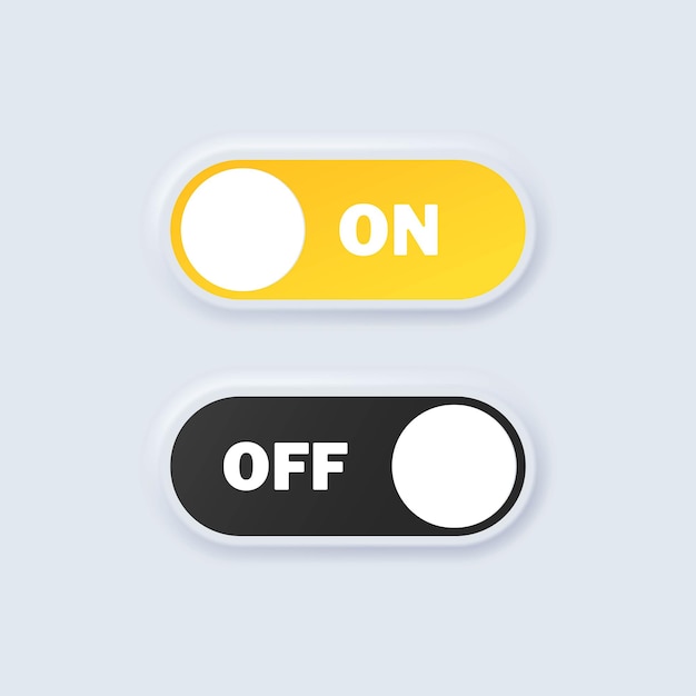 Set of switch on and off icons