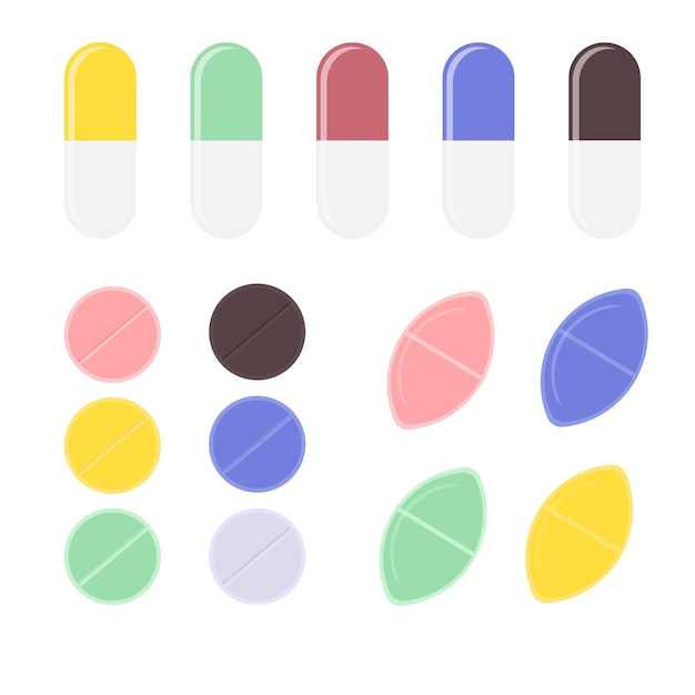 set of tablets of different shapes flat isolated vector illustration