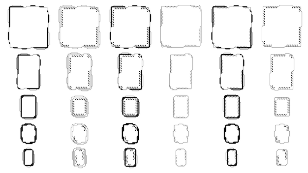 Set of tech frames isolated on white background Hud frame with pcb elements Design element