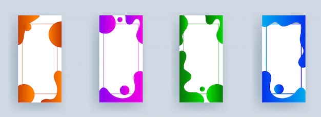 Set of template  banner  with space for your message and different color fluid art effect on white .