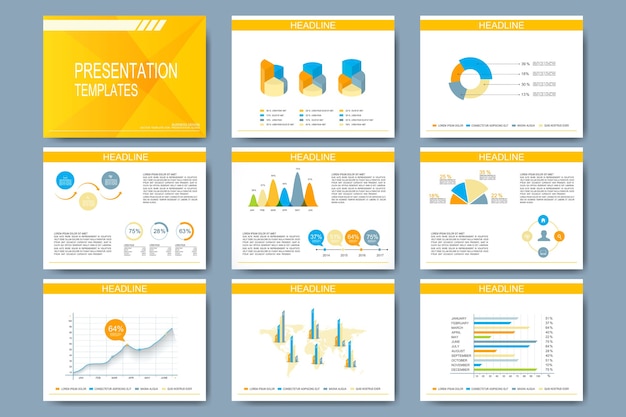 Set of  template for presentation slides. 