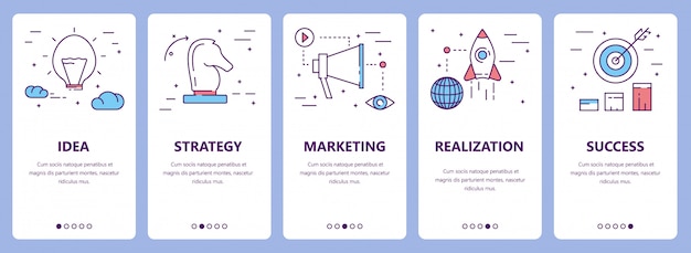   set of thin line flat design project concept banners