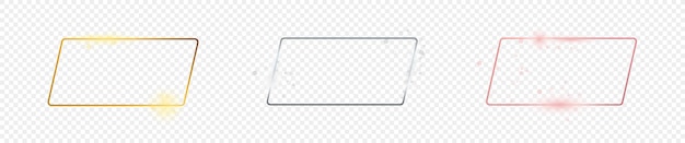 Set of three rounded parallelogram frames