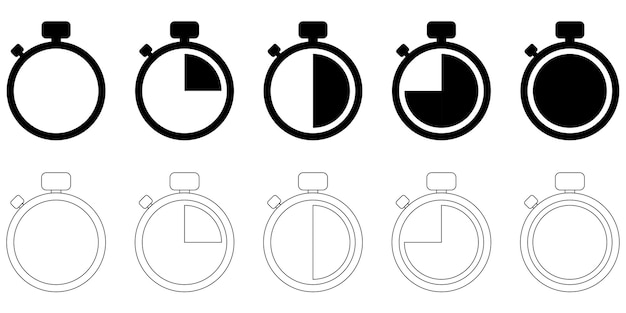 Set of Timer vector icon Stopwatch symbol Vector countdown circle clock counter timer Fast time icon