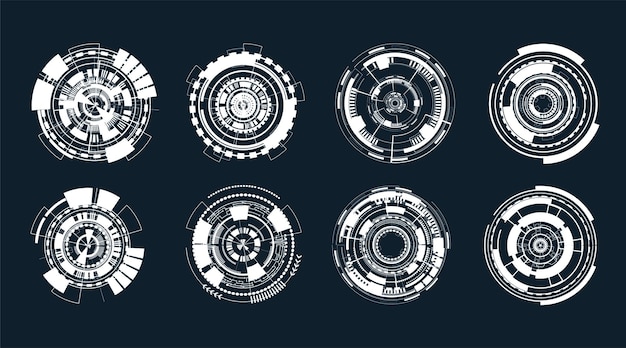 Set of User Interface white HUD futuristic style