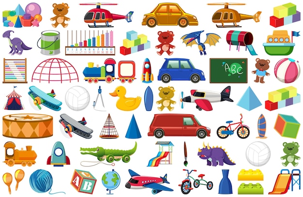 set of various objects cartoon