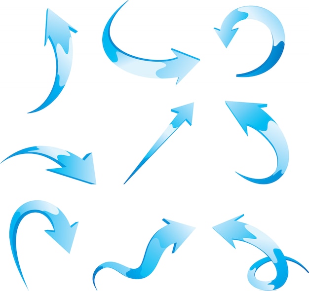 Set of vector blue arrows