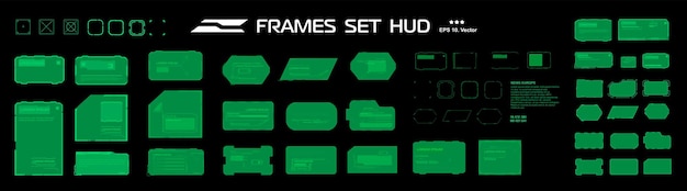 Set of vector frames for HUD user interface Frames windows and blocks with data Modern frames
