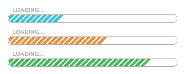 Set of vector loading icons. Flat progress loading bar isolated. Download sign. Vector loading symbols