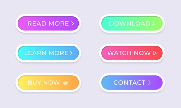 set of vector modern gradient colors buttons for shop and web