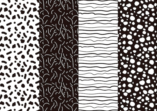 set of vector pattern backgrounds with stripes and particles set of freehand dot and smudge patterns
