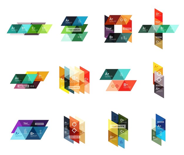 Set of vector triangle geometric infographic
