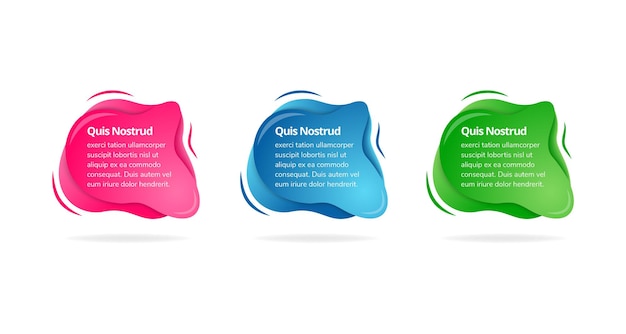 set of wave bubble liquid banner element isolated abstract gradient or dynamic color background
