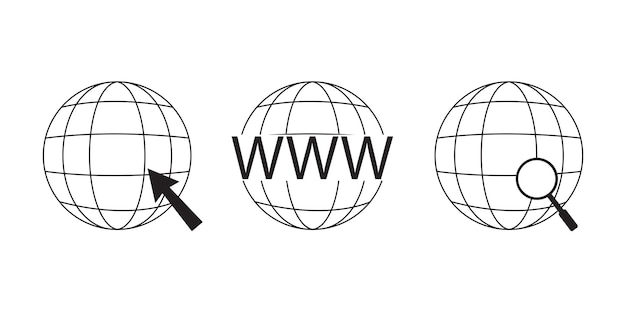 Set of website or web page icon vector Containing online network connection net searching globe