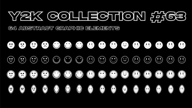 Set of Y2K bling retro elements and abstract brutalism shapes