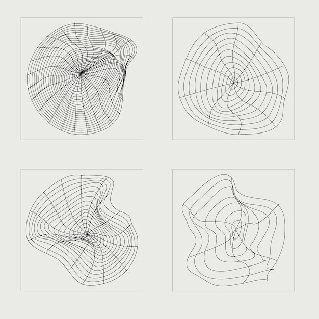 Set of Y2K style vectors of objects Retro futuristic graphic ornaments Objects in y2k style
