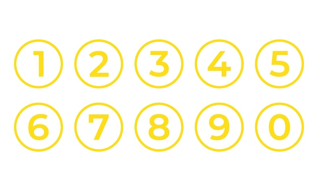 Set of yellow numbers in circles