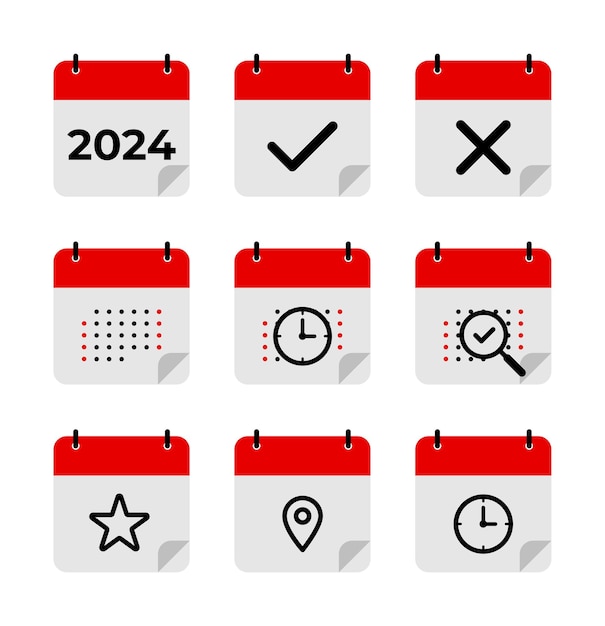 Set vector Icon calendar symbol collection of calendar symbols