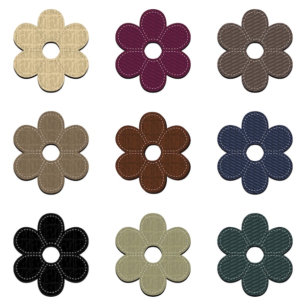set with scrapbook leather flowers