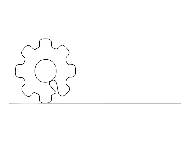Setting icon continuous one line drawing vector illustration