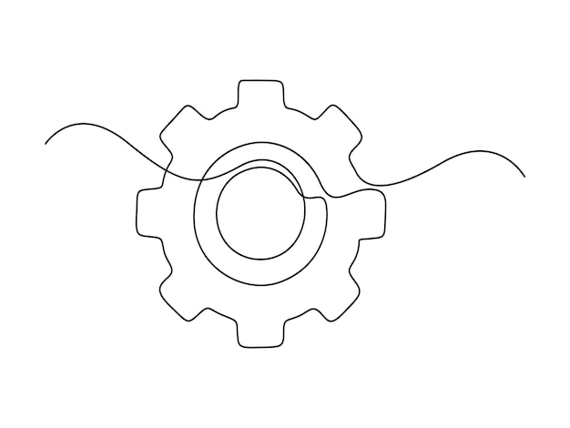 Setting icon continuous one line drawing vector illustration