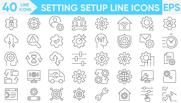 Setting Setup Line Icons Vector And Illustrator Set