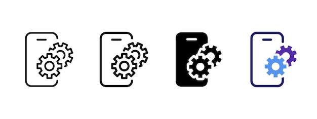 Settings icon Smartphone with two overlapping gears representing configuration vector illustration Mobile system management symbol Device optimization tools sign Application control pictogram